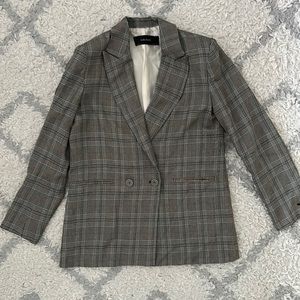 Zara gray plaid blazer with shoulder pads